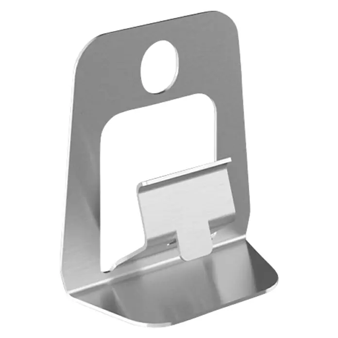 Leistenclip ExPress Clip 2 - 50 Stk. - Eine Nahaufnahme einer modernen, silbernen Halterung mit einem einzigartigen Design und glänzender Oberfläche.