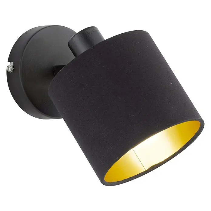 Reality Leuchten Tommy Deckenstrahler - 28 W, Höhe: 19 cm, Schwarz, E14, 1 Stk. - Schwarze Wandleuchte mit goldener Innenseite, die ein warmes Licht ausstrahlt und eine elegante Note in jeden Raum bringt.