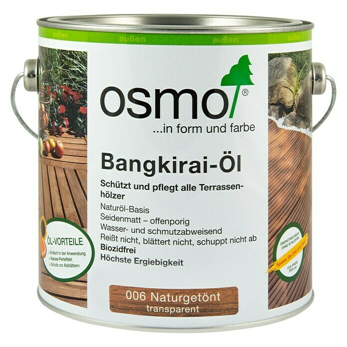 Osmo Bangkirai-Öl 006 (Naturgetönt, 750 ml, Seidenmatt)