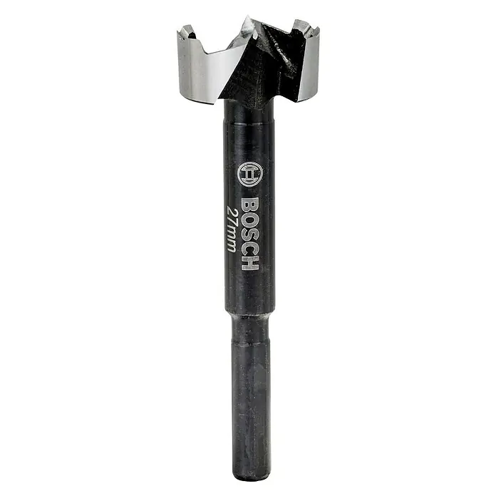 Bosch Professional Forstnerbohrer - Durchmesser Bohrer: 27 mm, Länge: 90 mm - Ein 27-mm-Forstnerbohrer von Bosch mit einer robusten, schwarzen Oberfläche und präzisen Schneidkanten für saubere Holzarbeiten.