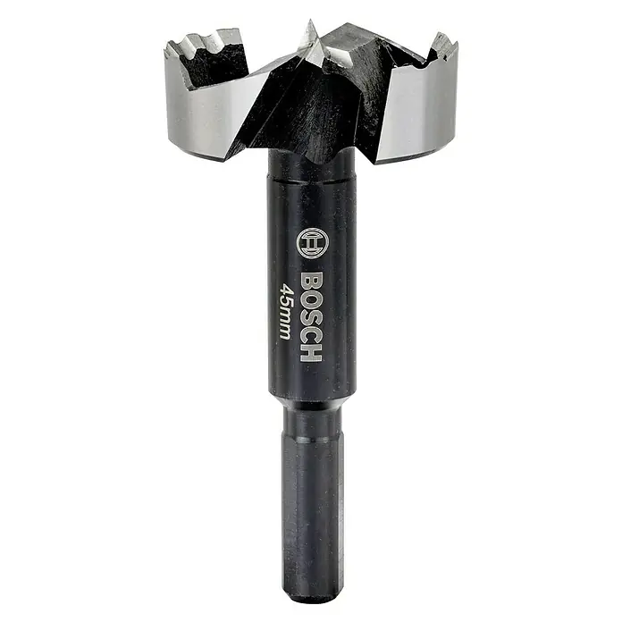 Bosch Professional Forstnerbohrer - Durchmesser Bohrer: 45 mm, Länge: 90 mm - Ein 45mm Bosch-Forstnerbohrer mit scharfen Schneiden und präziser Zentrierspitze für saubere und ausrissfreie Bohrungen in Holz.