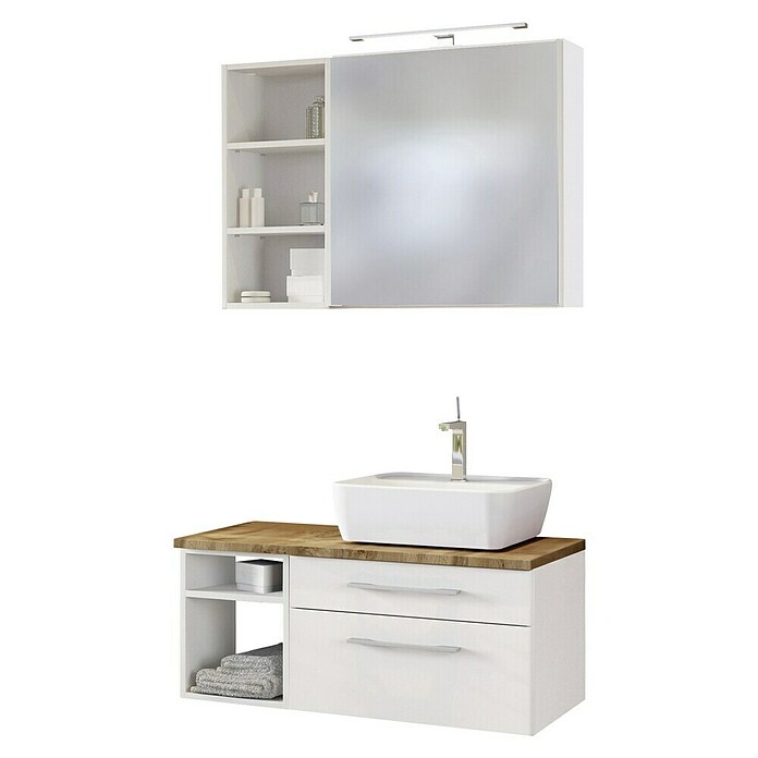 Set de meuble de salle de bains Davos 90 cm blanc