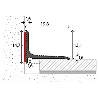 LOGOCLIC Završni profil (Srebrne boje, 1 m x 20 mm x 13 mm, Vrsta montaže: Lijepljenje)