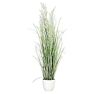 Kunstpflanze Gras mit Fruchtstamm (Höhe: 96 cm, Weiß, Kunststoff)