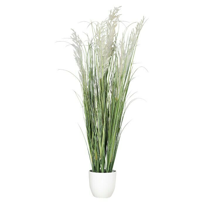 Kunstpflanze Gras mit Fruchtstamm (Höhe: 115 cm, Weiß, Kunststoff) | BAUHAUS