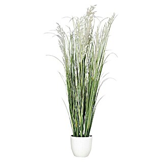 Kunstpflanze Gras mit Fruchtstamm (Höhe: 115 cm, Weiß, Kunststoff)