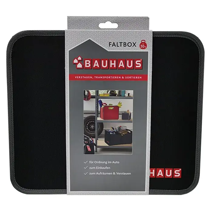 BAUHAUS Faltbox L - L x B x H: 50 x 32 x 27,5 cm - Faltbox 30kg von Bauhaus, ideal zum Verstauen, Transportieren und Sortieren. Geeignet für Auto, Einkauf und Aufräumen.