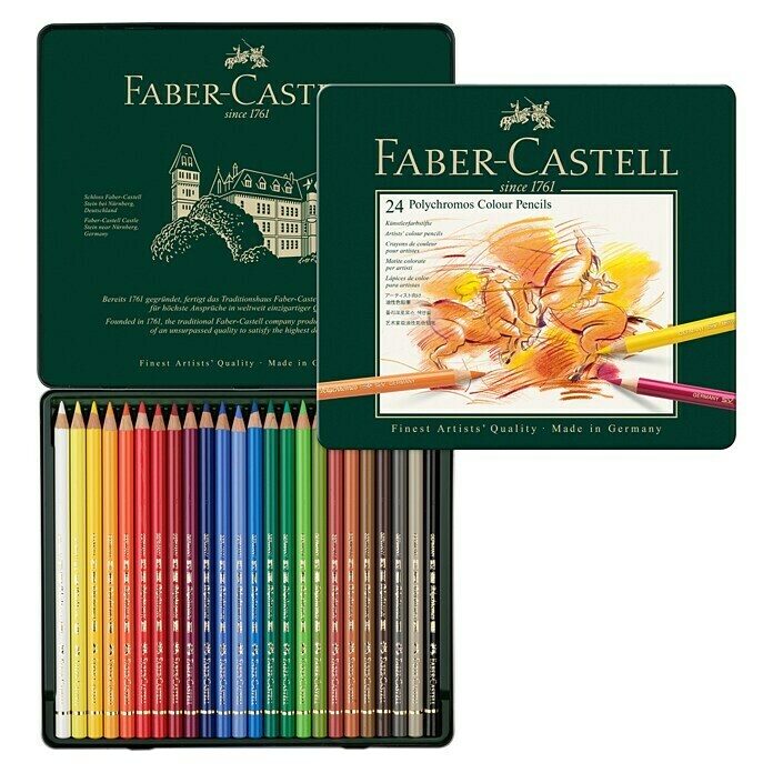 Faber-Castell Farbstift-Set Polychromos24 Stk., Mehrfarbig, Strichstärke: 3 mm Front View