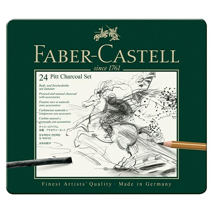 Faber-Castell Kohlestift-Set Pitt24 Stk., Grau Front View