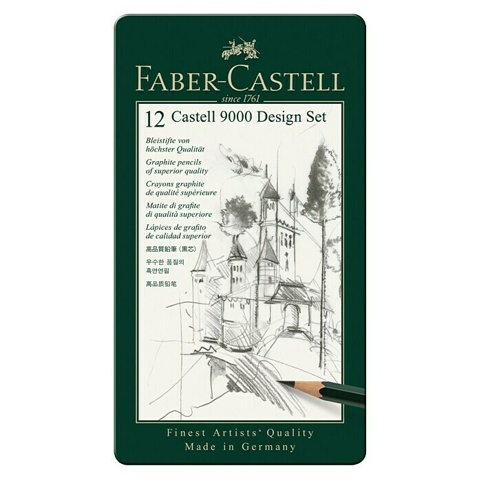 Faber-Castell Bleistift-Set Castell 9000 Design Set12 Stk., Schwarz Front View