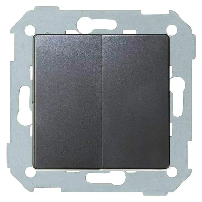 Simon 82 Conmutador doble Concept - Gris, Colocar, Plástico, 10 A - Interruptor de luz doble con marco gris y dos botones. Ideal para controlar fácilmente dos lámparas o circuitos con facilidad.