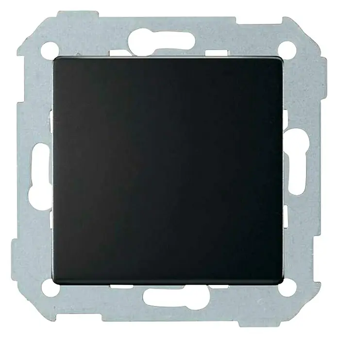 Simon 82 Conmutador Concept - Negro, Colocar, Plástico, 10 A - Interruptor de pared negro con soporte metálico plateado, ideal para interiores modernos. Diseño robusto para uso diario.