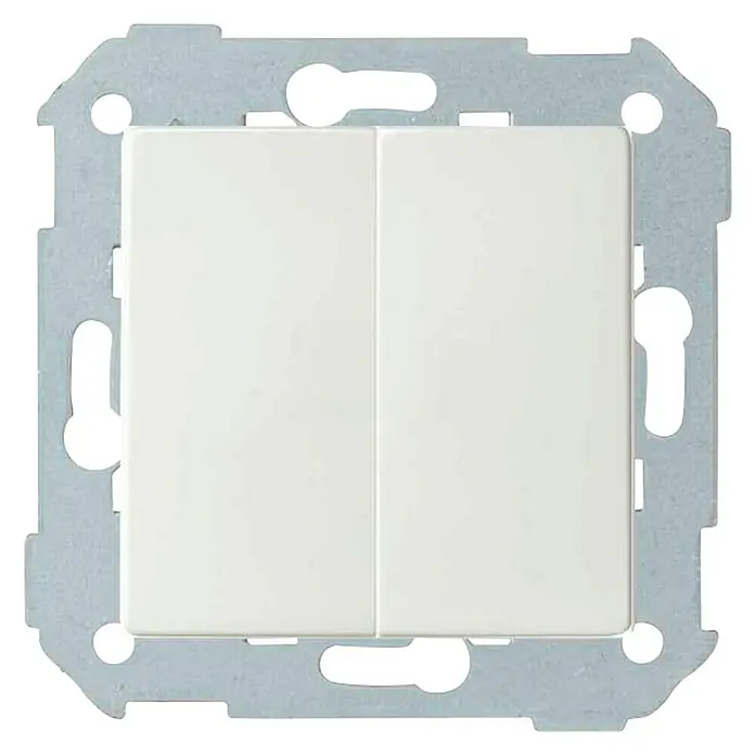 Simon 82 Conmutador doble Concept - Blanco, Colocar, Plástico, 10 A - Interruptor de luz doble blanco con marco plateado. Ideal para interiores modernos y fácil manejo de dos fuentes de luz.