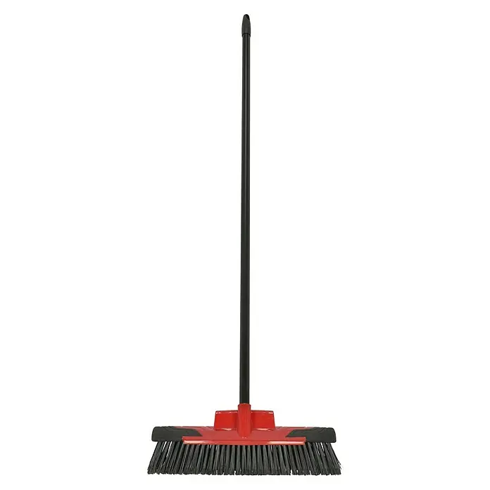 BAUHAUS Straßenbesen - Breite Besen: 46 cm, Material Borsten: Polypropylen, Mit Stiel - Abgebildeter Straßenbesen mit rotem Kopf und schwarzem Griff, ein unverzichtbares Werkzeug für Sauberkeit im Außenbereich.