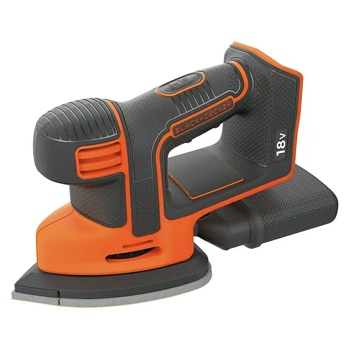 Black+Decker 18V PowerConnect Lijadora delta de batería BDCDS18N-XJ - 18 V, Iones de litio, Sin batería, 24.000 r.p.m. - Una lijadora orbital aleatoria inalámbrica Black+Decker de 18V en negro y naranja, ideal para trabajos de lijado.
