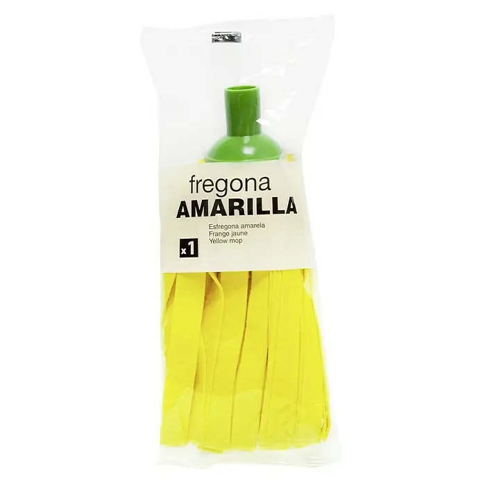 Rozenbal Fregona de repuesto amarilla - Amarillo, Fibras sintéticas - Mopa amarilla en envases de plástico transparente.