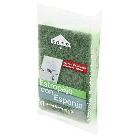 Rozenbal  Estropajo fibra verde con esponja pequeño