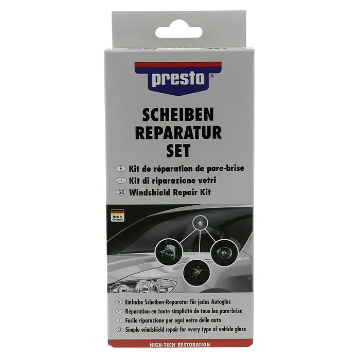 Presto Reparatur-Set für Windschutzscheiben - 8 -tlg. - Scheibenreparatur-Set von Presto: Einfache und schnelle Reparatur von Windschutzscheiben für klare Sicht im Auto.