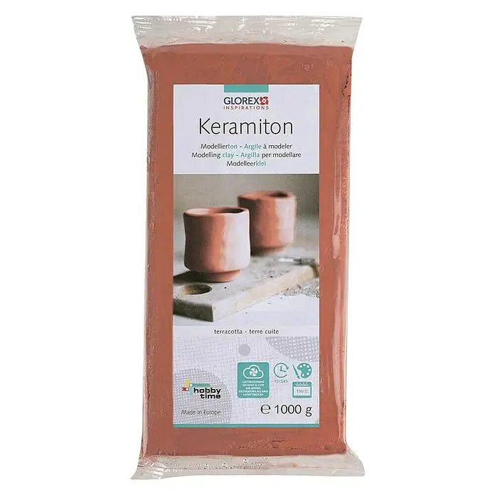Glorex Modellierton Keramiton - 1.000 g, Terracotta - Ein Beutel Modellier-Ton von Glorex, Keramiton, in Terracotta-Farbe, ideal für Modellierarbeiten und kreative Projekte.