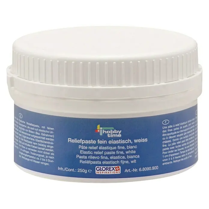 Glorex Reliefpaste - 250 g, Weiß - Reliefpaste von Hobby Time, eine feine, elastische Modellierpaste in Weiß, ideal für kreative Oberflächengestaltungen.