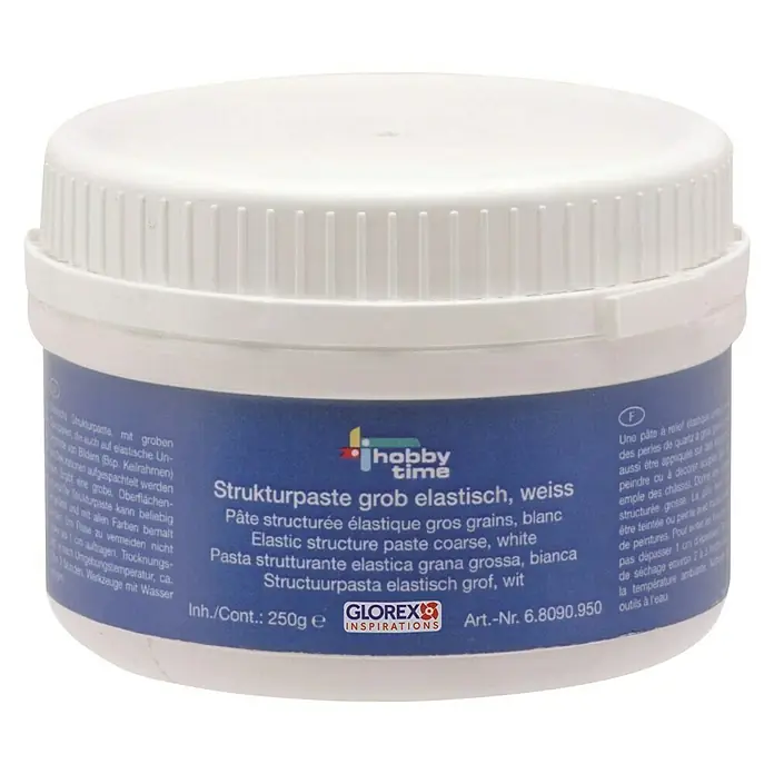 Glorex Strukturpaste - 250 g, Weiß - Dose Strukturpaste grob elastisch weiss von Hobby Time, geeignet für Reliefstrukturen und kreative Projekte mit einer Füllmenge von 250g.