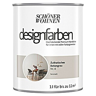 SCHÖNER WOHNEN-Farbe Wandfarbe Designfarbe (Ästhetisches Betongrau, Matt, 1 l, Konservierungsmittelfrei)