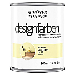 SCHÖNER WOHNEN-Farbe Wandfarbe Designfarbe (Heiteres Sonnengelb, 100 ml, Matt, Konservierungsmittelfrei)
