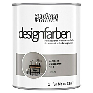 SCHÖNER WOHNEN-Farbe Wandfarbe Designfarbe (Zeitloses Vulkangrau, Matt, 1 l, Konservierungsmittelfrei)