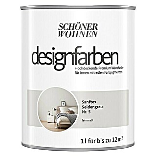 SCHÖNER WOHNEN-Farbe Wandfarbe Designfarbe (Sanftes Seidengrau, Matt, 1 l, Konservierungsmittelfrei)