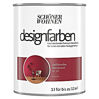 SCHÖNER WOHNEN-Farbe Wandfarbe Designfarbe (Gefühlvolles Herzensrot, 1 l, Matt, Konservierungsmittelfrei)