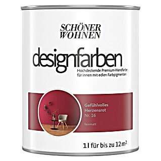 SCHÖNER WOHNEN-Farbe Wandfarbe Designfarbe (Gefühlvolles Herzensrot, Matt, 1 l, Konservierungsmittelfrei)