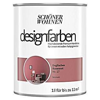 SCHÖNER WOHNEN-Farbe Wandfarbe Designfarbe (Englisches Rosenrot, 1 l, Matt, Konservierungsmittelfrei)