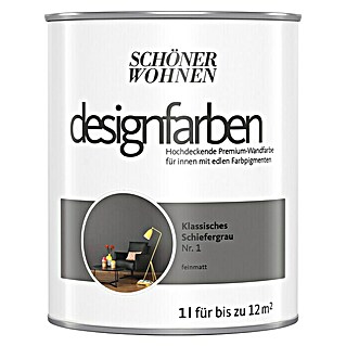 SCHÖNER WOHNEN-Farbe Wandfarbe Designfarbe (Klassisches Schiefergrau, 1 l, Matt, Konservierungsmittelfrei)