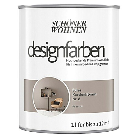 SCHÖNER WOHNEN-Farbe Wandfarbe Designfarbe (Edles Kaschmirbraun, Matt, 1 l, Konservierungsmittelfrei)