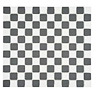 Mosaikfliese Quadrat Mix AT 149 (32,6 x 30 cm, Schwarz/Weiß, Matt)
