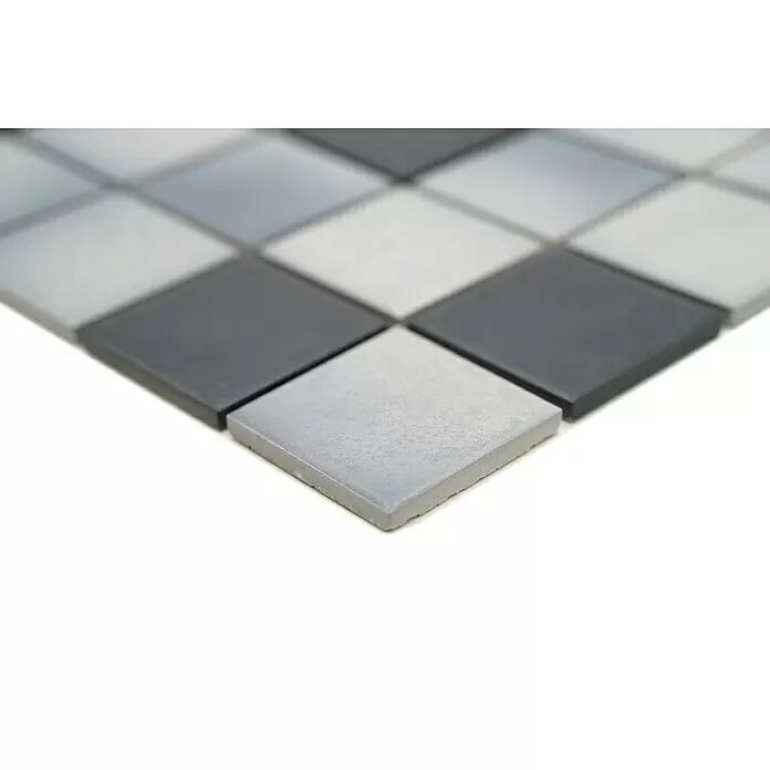Mosaikfliese Quadrat Mix CD 212 - 30,6 x 30,6 cm, Weiß/Grau, Matt - Detailaufnahme