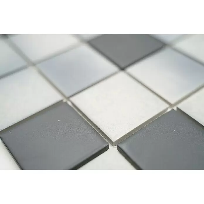 Mosaikfliese Quadrat Mix CD 212 - 30,6 x 30,6 cm, Weiß/Grau, Matt - Detailaufnahme
