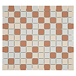 Mozaïektegel vierkant AT 601 (33 x 30,2 cm, Wit/beige/terracotta, Mat)