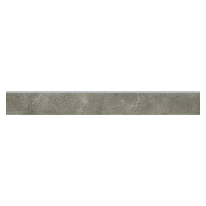 Queens Sockelfliese - 7,2 x 59,8 cm, Grau, Matt - Grauer Betonfliesen-Bordüre mit unregelmäßiger Textur, ideal für moderne Bad- oder Küchengestaltungen.
