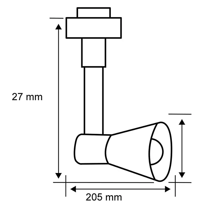 Paulmann URail Mittel-Einspeisung - 20,5 cm, Weiß - Zeichnung eines modernen LED-Strahlers mit Abmessungen.