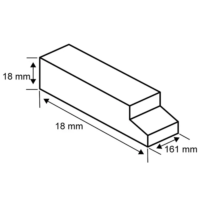 Paulmann URail End-Einspeisung - 161 mm, Weiß - Schematische Darstellung eines Holzstücks mit Maßangaben.