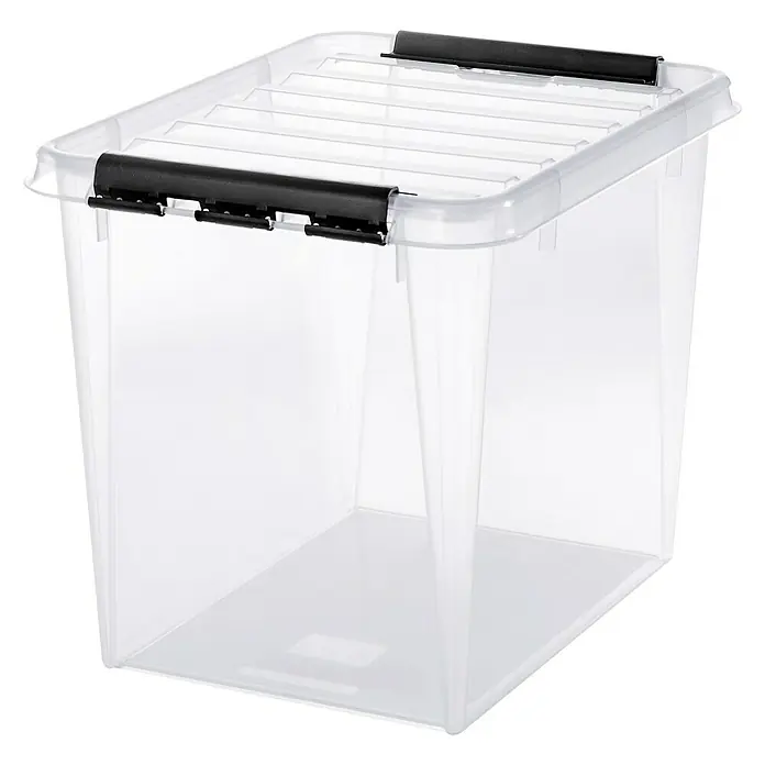 SmartStore Aufbewahrungsbox Classic 50 - L x B x H: 50 x 39 x 41 cm, Kunststoff, Transparent - Durchsichtige Aufbewahrungsbox mit Deckel und schwarzen Verschlüssen. Ideal für die Organisation von Gegenständen im Haushalt.