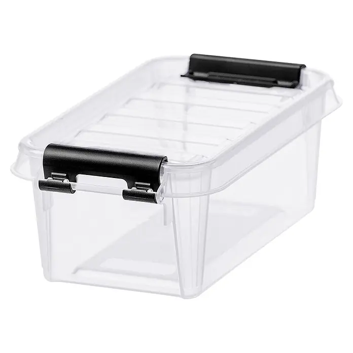 SmartStore Aufbewahrungsbox Classic 0,3 - L x B x H: 15 x 9 x 6 cm, Kunststoff, Transparent - Durchsichtige Aufbewahrungsbox mit schwarzem Verschlussclip, ideal zum Verstauen von Gegenständen. Praktisch und vielseitig.