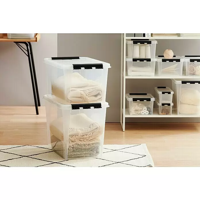 SmartStore Aufbewahrungsbox Classic 66 - L x B x H: 59 x 39 x 43 cm, Kunststoff, Transparent - Stimmungsaufnahme