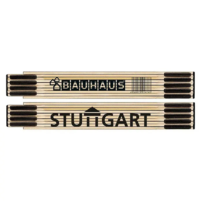 BAUHAUS Zollstock - STUTTGART - Bauhaus Stuttgart Zollstock, ein Werkzeug für genaue Messungen mit ikonischem Design. Praktisch und ästhetisch.