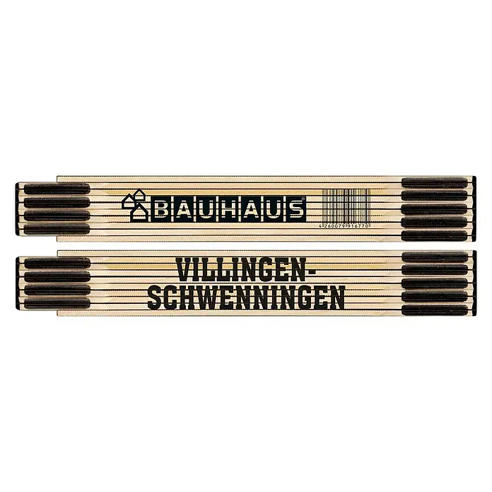 BAUHAUS Zollstock - VILLINGEN-SCHWENNINGEN - Holzgliedermaßstab mit Bauhaus- und Villingen-Schwenningen-Aufdruck, ideal für präzise Messungen und ein Muss für Heimwerker.