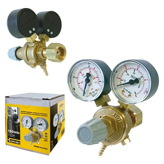 Gys Druckminderer (Geeignet für: Schutzgasflaschen, Manometer (2 Stk.), Durchflussmenge: 20 l/min)