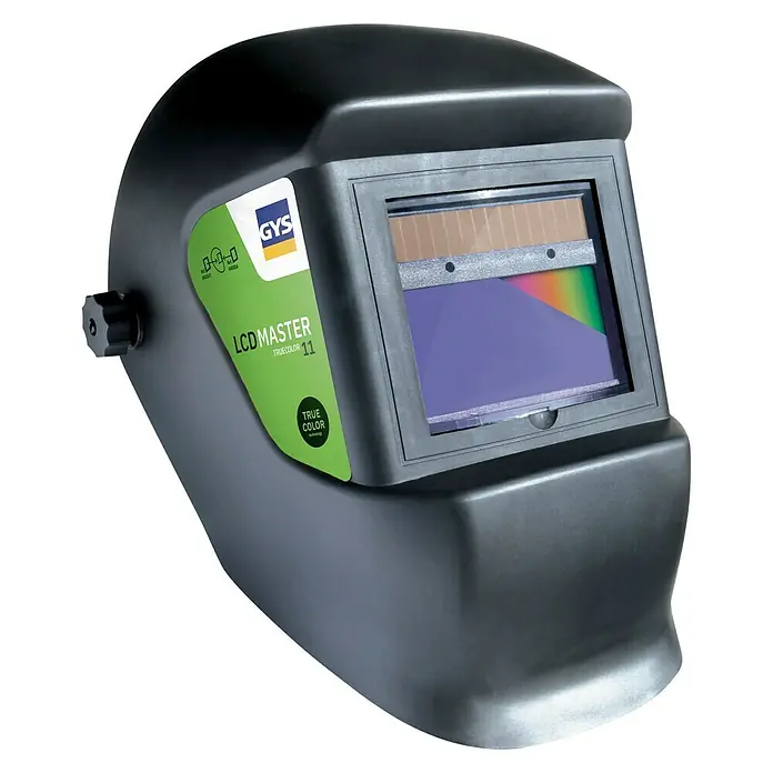Gys Schweißhelm LCD Master 11 - Schutzstufe: 3 Stk. - 11 Stk. - Das Bild zeigt einen Schweißhelm der Marke GYS, Modell LCD Master 11, mit True Color Technologie für präzise Farbwiedergabe beim Schweißen.
