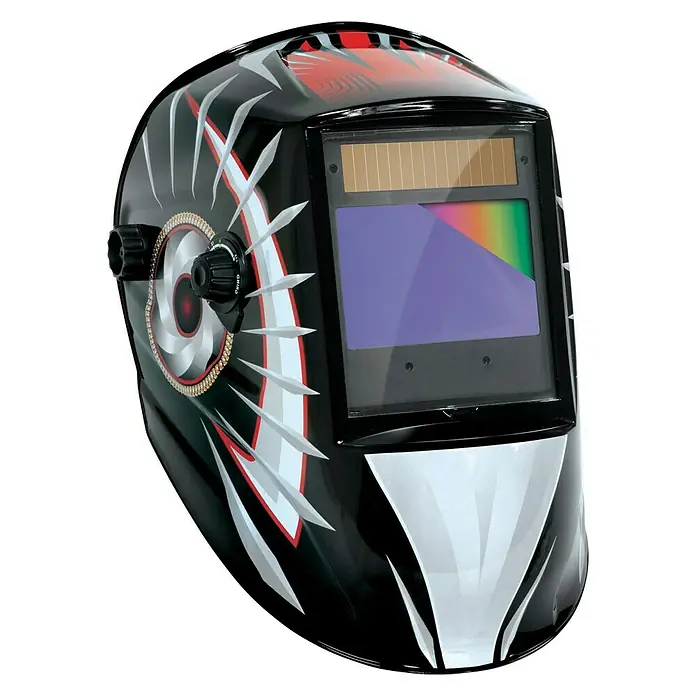 Gys Schweißhelm Zeus Indian - Schutzstufe: 9 Stk. - 13 Stk. - Schwarze Schweissmaske mit coolem Design und verstellbaren Knöpfen, die optimalen Schutz beim Schweissen bietet.