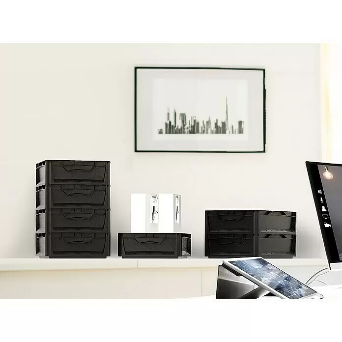 Surplus Systems Eurobox - L x B x H: 40 x 30 x 12 cm, Kunststoff, Schwarz - Stimmungsaufnahme